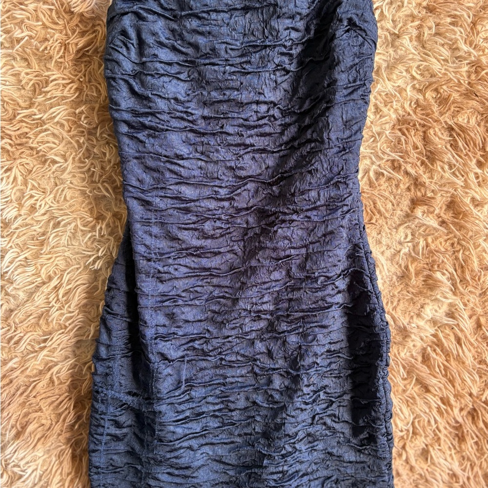 Lovely Day Strapless Navy Textured Dress